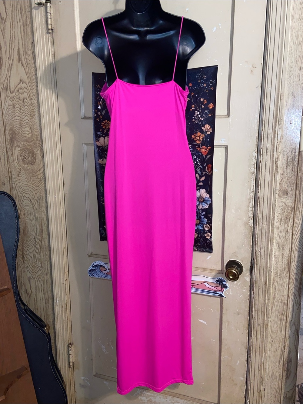 NEON HOT PINK MACI DRESS Spaghetti Straps Summer Festival Date Nightclub SHEIN - Picture 2 of 5